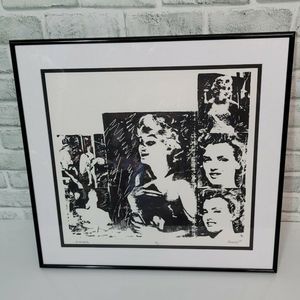 Signed Romeo 25 Marilyn Monroe 1/3 Black &‎ White Framed Art Print 19x20 Pop Art